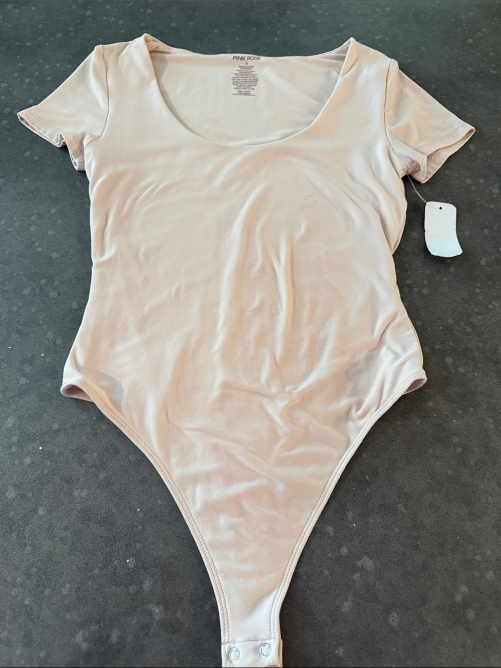 Pink Rose Nude Scoop Neck Short Sleeve Bodysuit